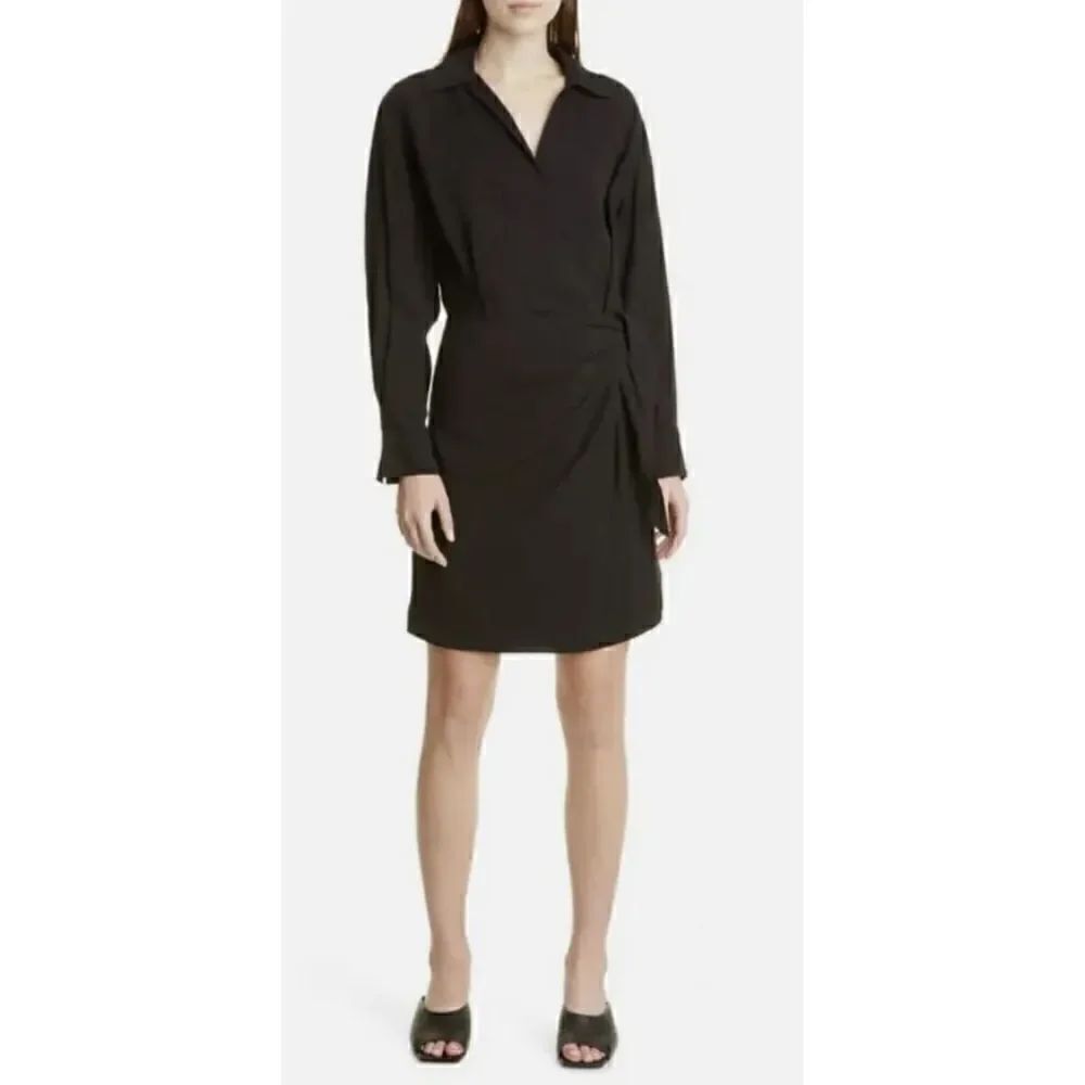 Vince Faux Wrap Black Long Sleeved Dress NWT Size Small